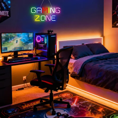 Miniatura 2 de Señal de neón LED de zona de juego Horseneon, letreros de neón de juegos para decoración de pared, luces de neón de juegos con USB para sala de Zona