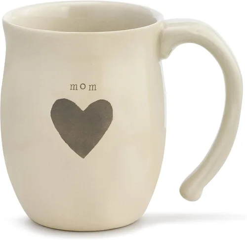 DEMDACO Taza de café de cerámica de gres Mom Heart Cream inspiracional de 16 onzas