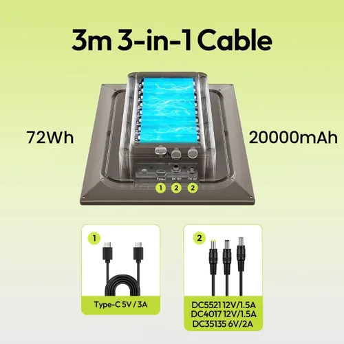 Miniatura 3 de Panel solar de 8W para cámara de sendero con batería recargable de 72Wh incorporada, viene con montaje ajustable de 360°, 6V/12V DC y puerto USB-C