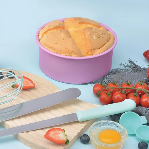 Miniatura 4 de Paquete de 2 moldes redondos de silicona sin BPA, molde circular reutilizable de silicona para pasteles de gasa, juego de 2 tamaños diferentes