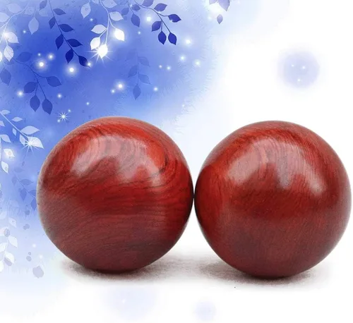 Miniatura 9 de Milisten Bolas de madera Baoding de madera, bolas de ejercicio de salud, bolas de masaje de salud china de madera, bola de artesanía de madera