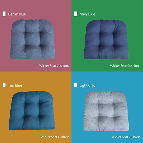 Miniatura 4 de Juego de 2 cojines de asiento copetudo para patio para muebles de exterior, cojín para silla de comedor, color verde azulado