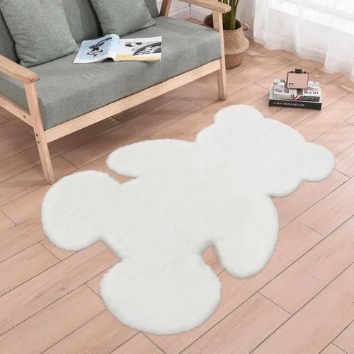 Miniatura 22 de Alfombra de pelo de oveja sintética de 2 pies, suave y esponjosa, bonita alfombra de felpa para guardería, habitación de niños y niñas, decoración