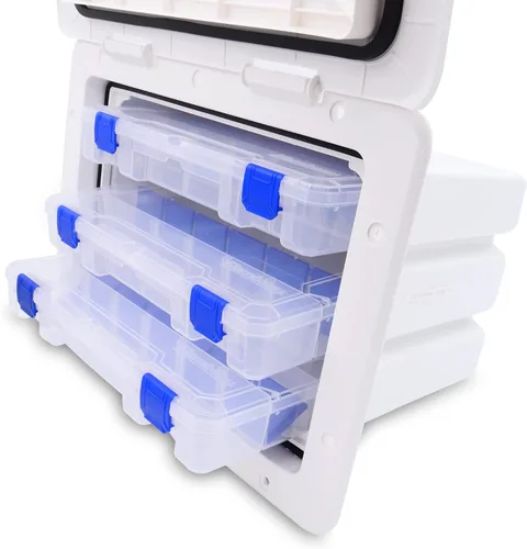 Miniatura 3 de T-H Marine - Caja de aparejos de sellado seguro para barco - Compartimento de cubierta incluye 3 bandejas de señuelos Plano - Los sellos dobles