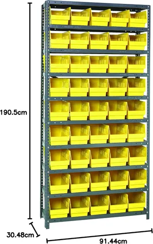 Miniatura 556 de Quantum QSBU-245BK Heavy Duty Shelving Unit with (7) Shelves and (24) QUS245 Black Bins for Garage Warehouse Storage Distribution 400 lb Load