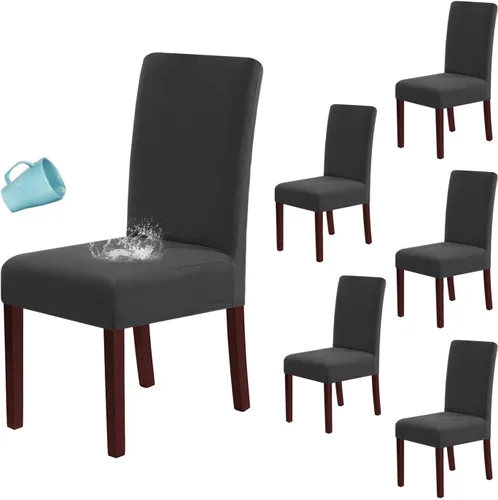 Miniatura 15 de H.VERSAILTEX Juego de 2 fundas 100% impermeables para sillas de comedor, fundas elásticas para sillas de comedor, fundas protectoras para sillas