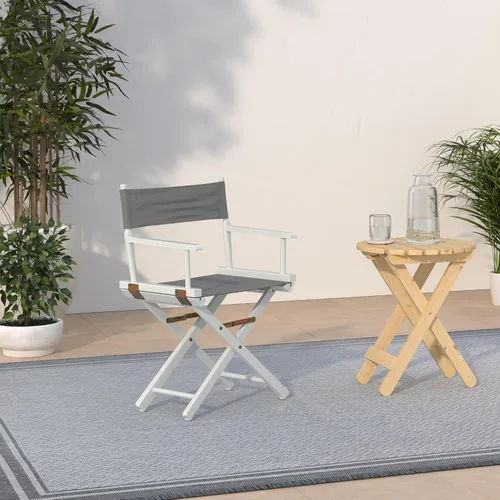 Miniatura 2 de Casual Home - Silla de director de 18.0 in, marco blanco con lona gris