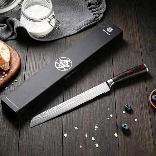Miniatura 6 de Cuchillo de pan para pan casero, cuchillo de pan dentado de 10 pulgadas con acero inoxidable de alta calidad y mango ergonómico de madera de Pakka