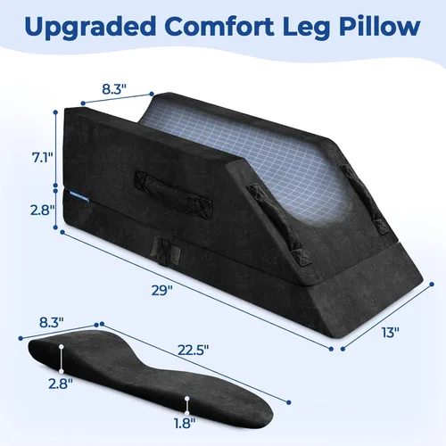 Miniatura 4 de KingPavonini Almohadas de elevación de piernas ajustables de 4 alturas para después de la cirugía con curva ergonómica, almohada de cuña de espuma