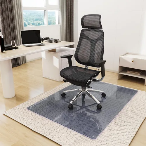 Miniatura 13 de [Vidrio templado] Tapete para silla de vidrio de 40 x 80 pulgadas, tapete para silla de oficina de 1/5 pulgadas de grosor para alfombra o suelo
