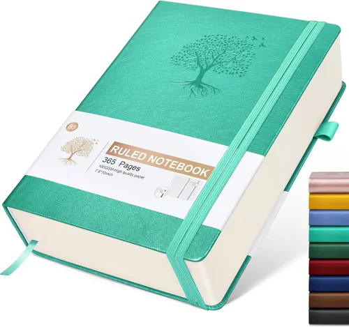 Miniatura 20 de Cuaderno Diario con Líneas - 365 Páginas A5 Cuaderno Grueso para Escribir para Hombres y Mujeres, Cuaderno con Rayas Universitarias, Diario de Cuero