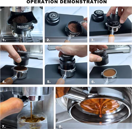 Miniatura 9 de NEOUZA Herramienta niveladora de barista de palmera de café de 1.929 in, base plana de acero inoxidable con resorte para máquina de café Portafiltro