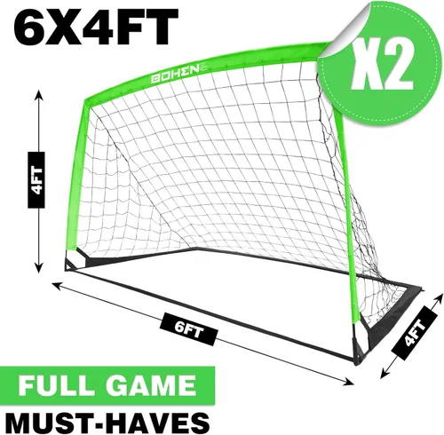 Miniatura 6 de BOHEN 6x4 FT / 9x5 FT Kids Soccer Goals with Carry Bag, Portable Folding Soccer Net for Backyard Training, Indoor/Outdoor Use for Youth and Adult
