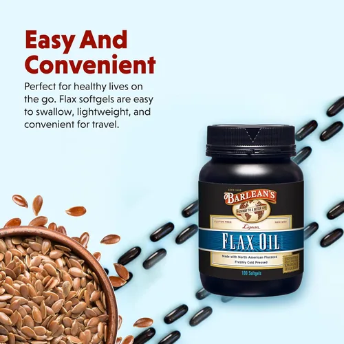 Miniatura 5 de Barlean's Suplementos de Aceite de Linaza Lignan Omega 3 6 9, Cápsulas Blandas de Semilla de Lino Prensadas en Frío con 1550 mg de Ácidos Grasos