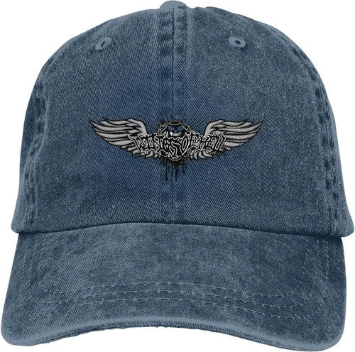 Miniatura 9 de Cowboy Hat Trendy Hats for Man and Women Djustable Four Season Outdoor Baseball Cap of Hell Skull with Angel Navy Blue