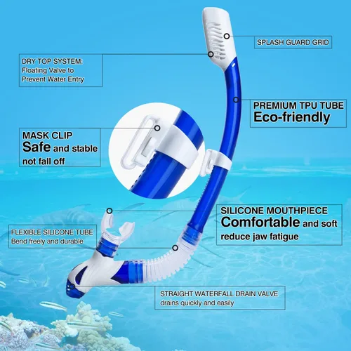 Miniatura 4 de Snorkel Set Wide-View Adult Snorkeling Scuba Gear, Professional Snorkel Goggles Anti-Fog Diving Mask, Anti-Leak Swim Goggles and Dry Top Snorkel for