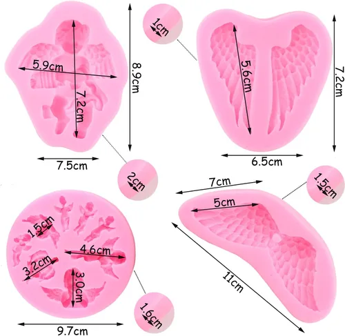 Miniatura 4 de ZiXiang Molde de silicona para bebé, alas de ángel, moldes para fondant, moldes de silicona de querubín de ángel para baby shower, decoración