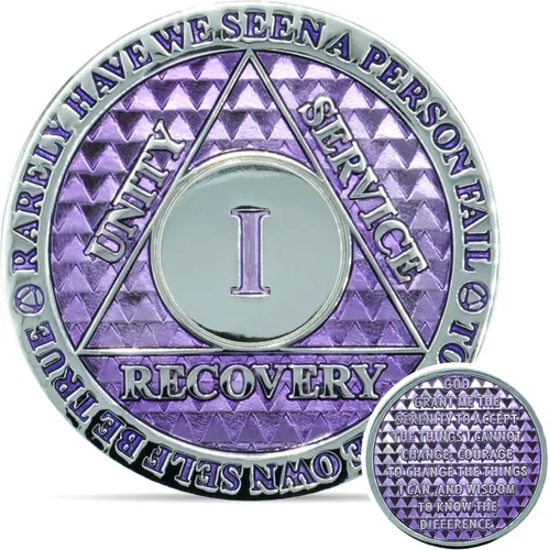 Miniatura 18 de Moneda de sobriedad de 10 años Chip AA Legacy Ficha de aniversario de recuperación de triplaca gruesa (Aqua)