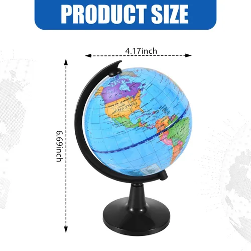 Miniatura 2 de KISEER Globo de mundo giratorio de 4 pulgadas con soporte para niños, aprendizaje de geografía, aula, educación u oficina, decoración del hogar
