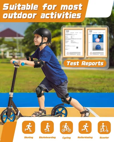 Miniatura 7 de Juego de casco de bicicleta para niños, casco ajustable para niños de 2-3-5-8-14 años, juego de almohadillas para niños pequeños con rodilleras