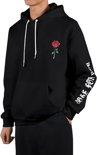 Miniatura 2 de ZAFUL Sudadera con capucha de forro polar unisex con estampado de letras rosas y bolsillo de canguro para hombre