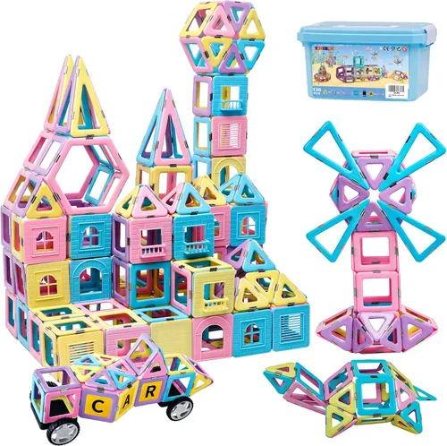 Miniatura 7 de TOKBLOK Juego de Azulejos Magnéticos Pastel - 40 Piezas Bloques de Construcción STEM para Niños de 3 a 8 Años, Juguete Creativo y Educativo