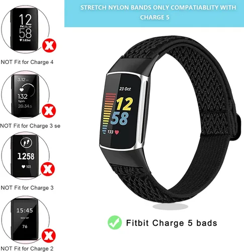 Miniatura 2 de Bandas elásticas compatibles con Fitbit Charge 5 bandas para mujeres y hombres, correas elásticas ajustables, accesorios de repuesto para Fitbit