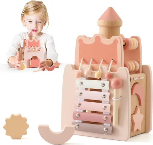 Youuys Cubo de actividades de madera 9 en 1, juguetes Montessori para niños y niñas de más de 3 años, juguetes educativos multiusos de aprendizaje