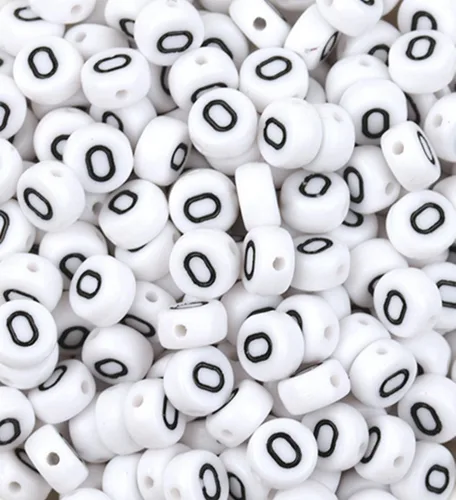 100 cuentas de números de acrílico blanco de 0.27 x 0.157 pulgadas (0.276 x 0.157 in) de plástico blanco redondo número 0 cuentas para