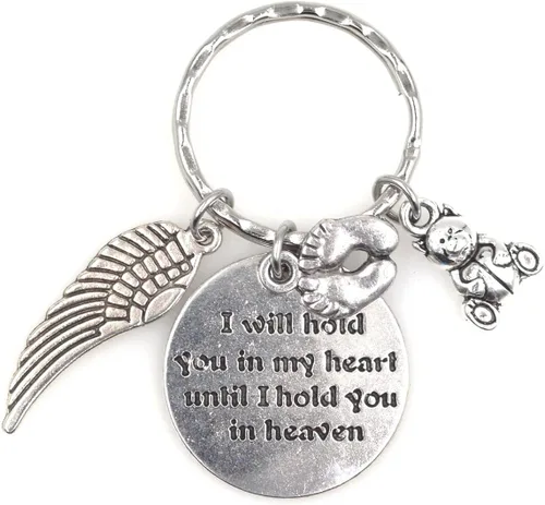Miniatura 9 de Llavero con texto en inglés "I Will Hold You in My Heart Until I Hold You in Heaven Angel Wing Family Charm Veterans Luurn Grief Sympathy