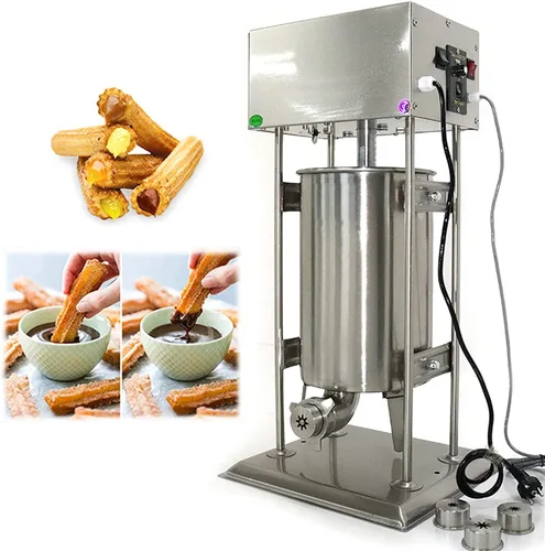 Miniatura 8 de Máquina de churros manual de 5 L, kit de fabricación de churro de acero inoxidable incluye 4 boquillas, fabricante comercial de churrera churro