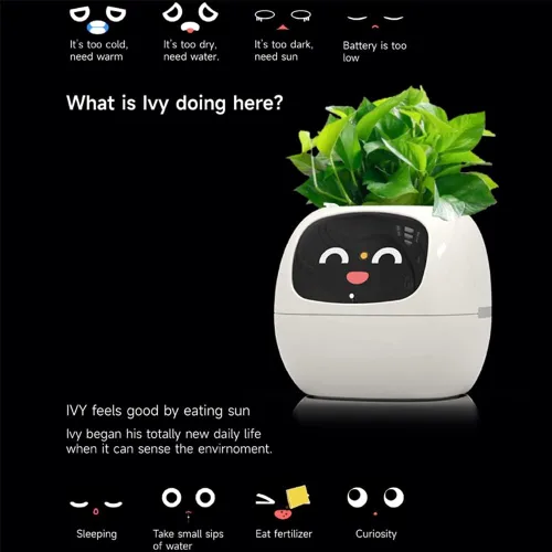 Miniatura 3 de Macetas inteligentes, maceta inteligente para mascotas, maceta AI, macetas inteligentes, múltiples expresiones, 7 sensores inteligentes y chips Ai