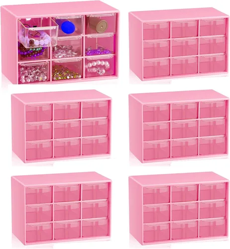 Miniatura 7 de Organizador de cajones pequeños para escritorio, 7.1 x 3.8 x 4.6 pulgadas, mini organizador de cajones de escritorio con 9 cajones transparentes