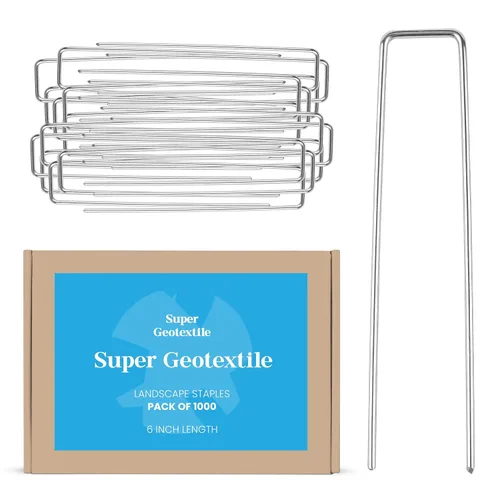 Miniatura 8 de Super Geotextile Grapas de paisaje, pasadores de césped galvanizados en forma de U de calibre 11 para barrera de malezas y estacas de tela