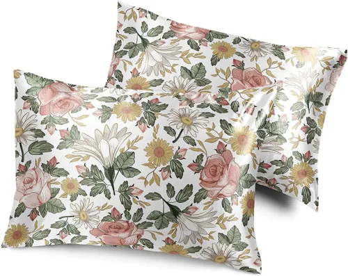 Miniatura 8 de Sweet Jojo Designs Juego de 2 fundas de almohada de satén (floral bohemio gris) para niñas, cabello y piel, suaves, sedosas, brillantes