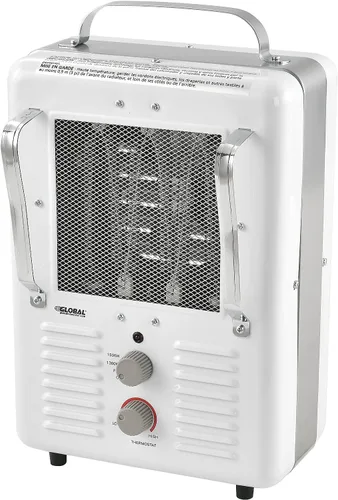 Global Industrial Calentador eléctrico portátil estilo casa de leche de 5120 BTU con termostato de esfera giratoria, 120 V, 1500 W, diseño compacto,