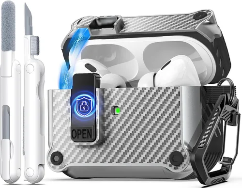 Miniatura 80 de R-fun - Funda para audífonos compatible con AirPods de 4.ª generación 2024, cubierta protectora de expulsión automática a prueba de caídas, puerto