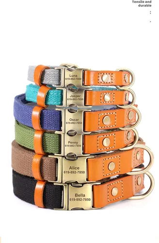 Miniatura 7 de Collar de perro personalizado para perros pequeños, medianos y grandes, collar de perro con hebilla de metal, collar de perro de cuero personalizado