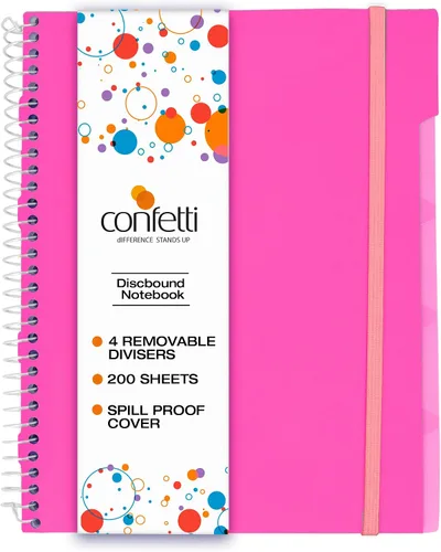 Miniatura 11 de Confetti Cuaderno de espiral – 4 separadores extraíbles, cubierta a prueba de derrames, banda elástica de cierre, bolsillo de almacenamiento – Bloc