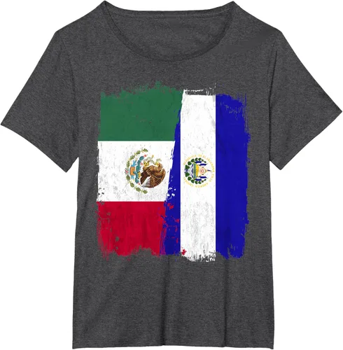 Miniatura 28 de Camiseta con la bandera mexicana de El Salvador con la mitad de la bandera mexicana de El Salvador