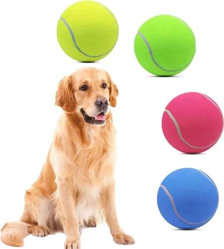 Magicorange Paquete de 4 pelotas de tenis gigantes de 6 pulgadas, pelotas de tenis grandes para perros, pelotas de tenis para perros para deportes
