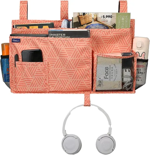 Miniatura 2 de Surblue Organizador colgante para mesita de noche, bolsa de almacenamiento con bolsillo para litera, hospital, dormitorios universitarios, rieles