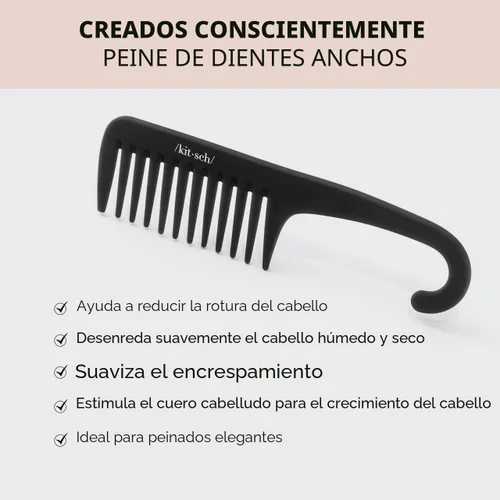 Miniatura 3 de Kitsch Peine de dientes anchos para rizos, herramienta desenredante de mango curvado para cabello rizado, húmedo y grueso, peine de ducha sin