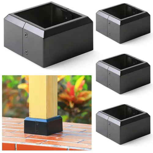 Miniatura 14 de Paquete de 4 cubiertas de base de poste de cubierta de aleación de aluminio (base de poste de 1 x 1 pulgada x 3.35 pulgadas), para pasamanos, Blanco
