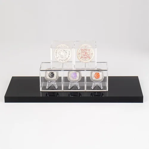 Miniatura 4 de Estuche expositor de anillo de campeonato, caja transparente para anillo de campeonato, caja de caballete de acrílico transparente y soporte
