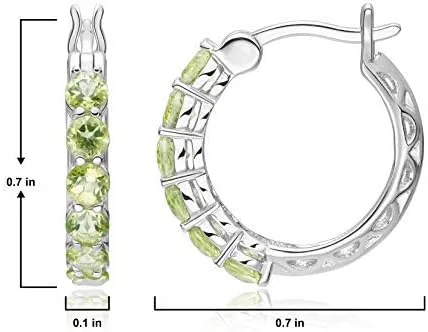 Miniatura 3 de Aretes de aro de plata de ley 925 de 0.118 in con piedras preciosas - Elección de color de gema