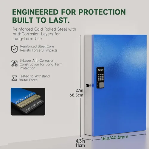 Miniatura 2 de WeHere Caja de bloqueo de llave inteligente de 192 teclas para montaje en pared, gabinete de llaves comercial con aplicación, teclado, Bluetooth