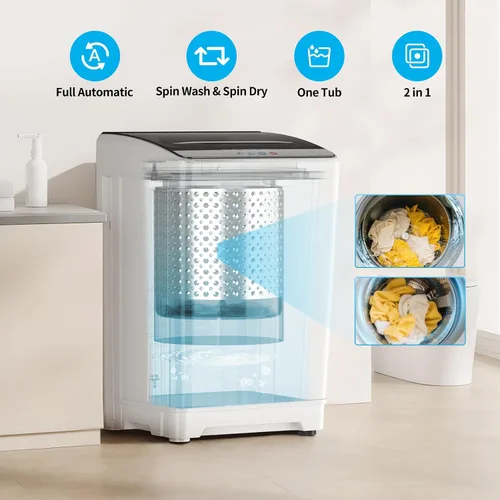 Miniatura 4 de TABU Juego combinado de lavadora y secadora, secadora compacta de 2.6 pies cúbicos con bañera interior de acero inoxidable y lavadora compacta