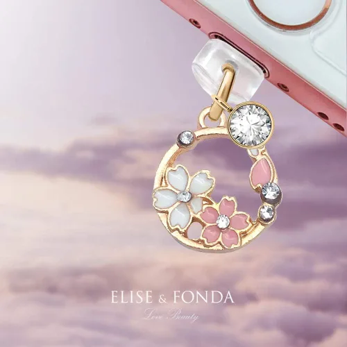 Miniatura 2 de ELISE & FONDA CP85 Puerto de carga USB Anti polvo Plug Little Cherry Blossom Garland Colgante Colgante Teléfono Charm para iPhone 12/11/XS