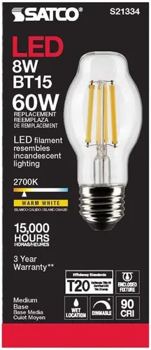 Miniatura 5 de Satco 6Pk 8w BT15 LED 2700K base mediana regulable - 60w equiv